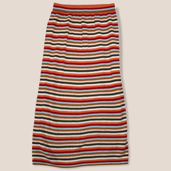 Zara Dresses & Skirts - Zara Knit A Line Skirt Orange Stripes Casual S